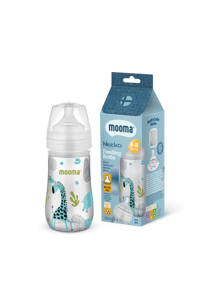MOOMA Neeko Antikolik PP Animals Desenli Biberon 250 ML 6-18 Ay Orta Akış