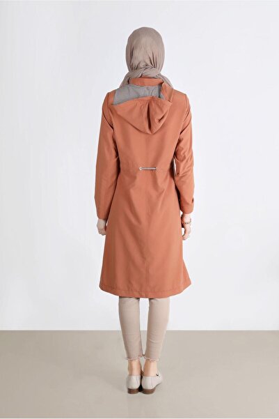 Alvina Beli Büzgülü Kapüşonlu Trençkot 10597