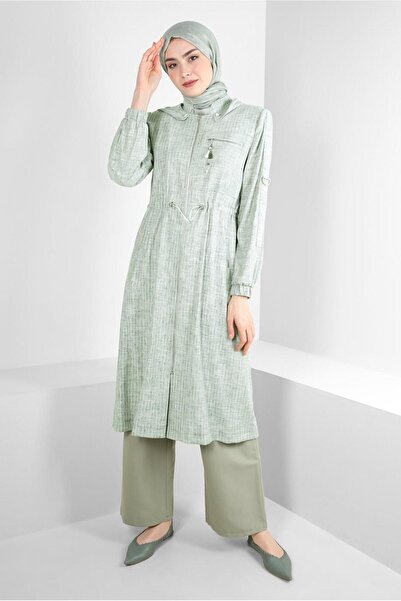 Alvina Знімний капюшон з смужками на тренчкоті 10767