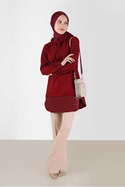 Alvina SHIRT PIECE DETAIL DEGAJE COLLAR CHANIL VELVET TUNIC 42397