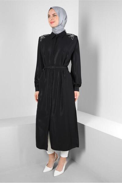 Alvina OMUZLARI TAŞ DETAYLI KEMERLİ TUNİK 43774