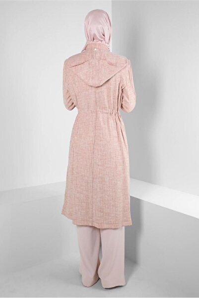 Alvina Çıkarılabilir Kapüşonlu Çizgili Trençkot 10767