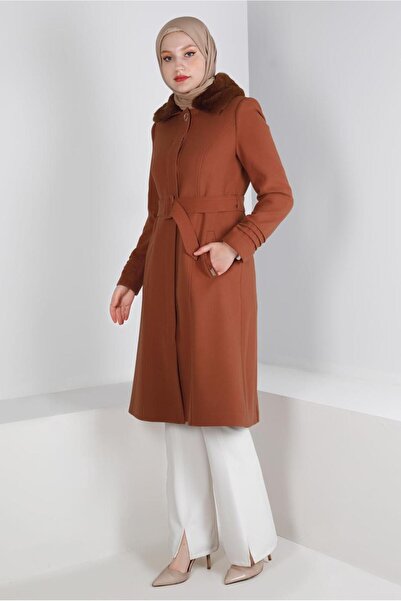 Alvina Fur Detailed BELTED COAT 90341