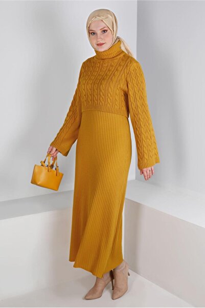 Alvina ÖRGÜ DETAYLI TRİKO İKİLİ ELBİSE 43205