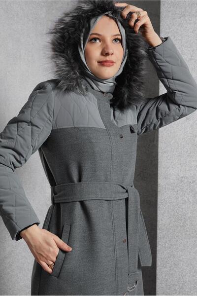 Alvina KAPÜŞONU KÜRKLÜ MANTO 90571