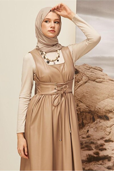 Alvina SUNİ DERİ JİLE ELBİSE 46092