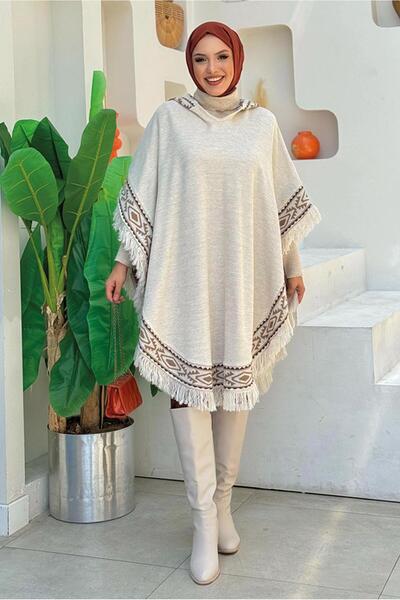 TRENDTESETTÜR Μπεζ πλεκτό με κουκούλα Γυναικείο Panco 69021