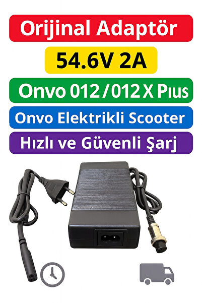 mi dünyası Onvo 012 / 012 X Plus Orijinal Scooter Şarj Aleti Adaptör 54.6V 2A