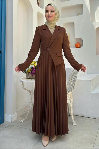 TRENDTESETTÜR Φόρεμα σε χρώμα καφέ με μπουφάν - Γυναικείο T 0073