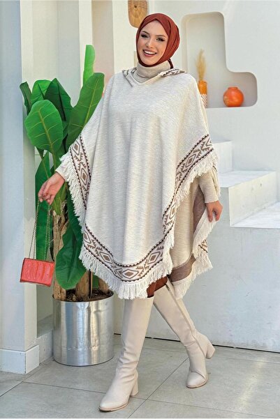 TRENDTESETTÜR Μπεζ πλεκτό με κουκούλα Γυναικείο Panco 69021