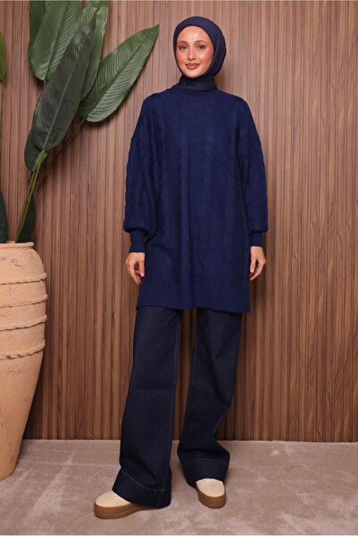 TRENDTESETTÜR KADIN LACİVERT TRİKO TUNİK T 4107