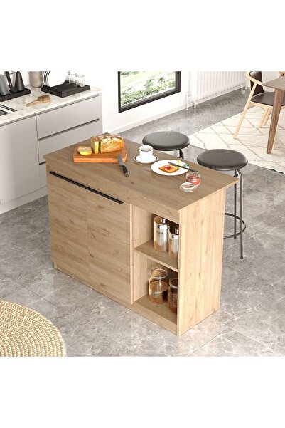 Yurudesign Orren Ada Mutfak Yemek Masası 2 Kapaklı 120cm Sepet OR2-S