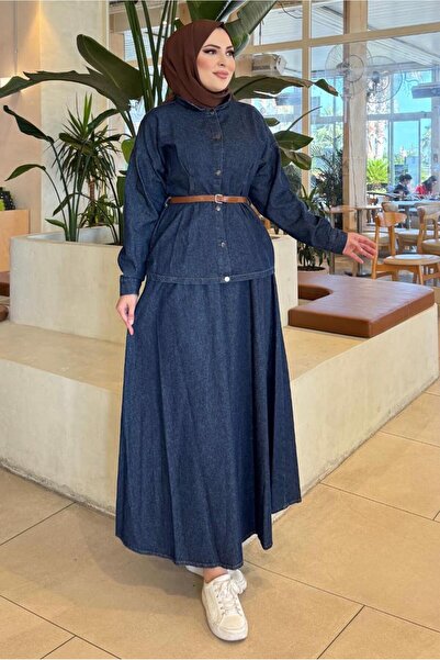 TRENDTESETTÜR KADIN LACİVERT (K.LACİVERT) ETEKLİ KOT TAKIM T 7989