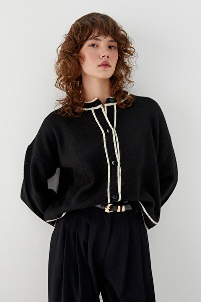 MARKALİSTE Contrast Striped Knitwear Cardigan Black