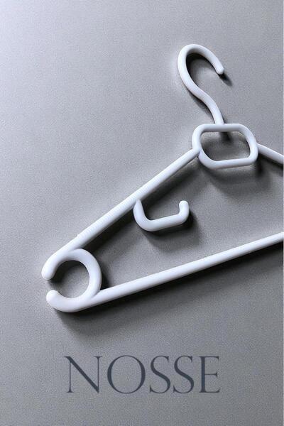 DEMİRAĞ Nosse Kalın Kokusuz 48 Adet Beyaz Plastik Elbise Kıyafet Kaydırmaz Askı Beyaz 48'li Set