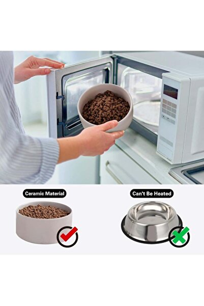 Arabest Pet Ceramic Bowl, Durable Ceramic Dog and Cat Bowl, Dog Food Bowl with Wooden Stand and Non-