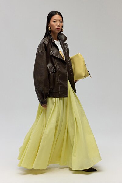 BOHEMAİ Faylinn Pleated Yellow Long Skirt