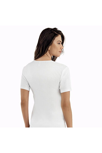 Şahinler B010 Γυναικείο κοντομάνικο εσώρουχο με ραβδώσεις - 100% βαμβάκι