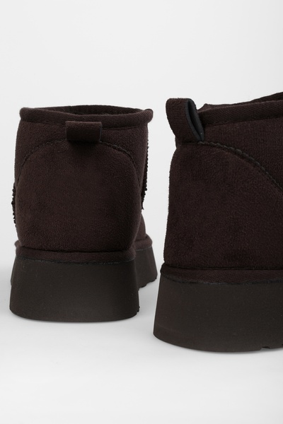 Shoeberry Dámské Krátké semišové boty S.Ys Hořce hnědé s chlupy uvnitř