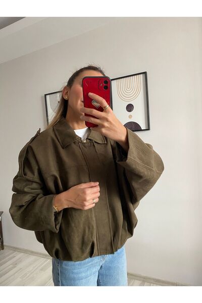 TB Butik Brand Equivalent Suede Zippered Bomber Jacket