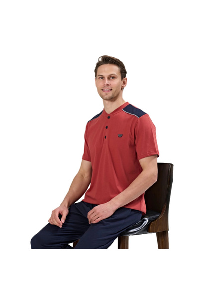 Over Sleep by Poleren Over Sleep 1719 Men's Short Sleeve Long Bottom Summer P...
