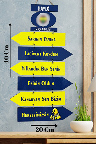 DURUSA "Fenerbahçe" Taraftar MDF Duvar Süsü 40x20 cm - Sarı Lacivert Dekoratif Tabela