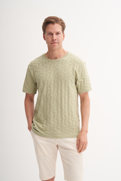 Cazador Crew Neck Regular Fit Knitted Patterned T-Shirt