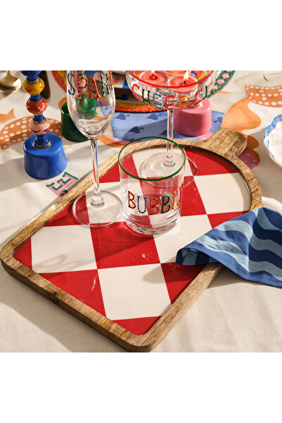 Zsa Zsa Zsu Lakrı Mango Ağacı Sunum Tahtası 40x24x2 Cm Fuşya