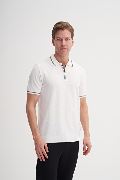 Cazador Πλεκτό μπλουζάκι Polo Neck Regular Fit με φερμουάρ