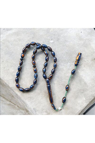 İnan Tesbih سبحة خشب الكافور بلون أزرق داكن مع نظام قطع على شكل حبة الذرة