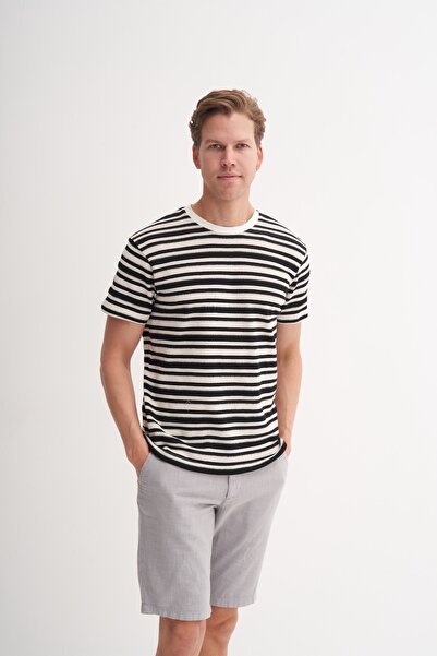 Cazador Μπλουζάκι με λαιμόκοψη με ρίγες Jacquard Slim Fit