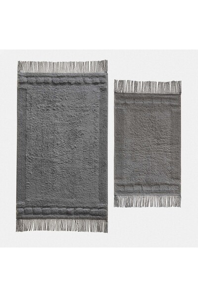 Ecocotton Luna 2'li Banyo Paspas Seti %100 Карде Памук Грі 60x90-40x60