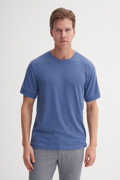 Cazador Crew Neck Regular Fit Knitted Patterned T-Shirt