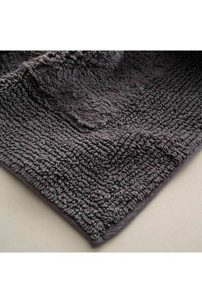Ecocotton Petra 2'li Banyo Paspas Seti %100 Карде Памук Антрацит 60x90-40x60