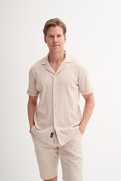 Cazador Short Sleeve Beige Men's Shirt 2045