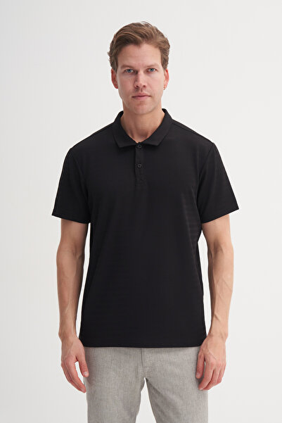 Cazador Polo Neck Regular Fit Knitted Jacquard T-Shirt