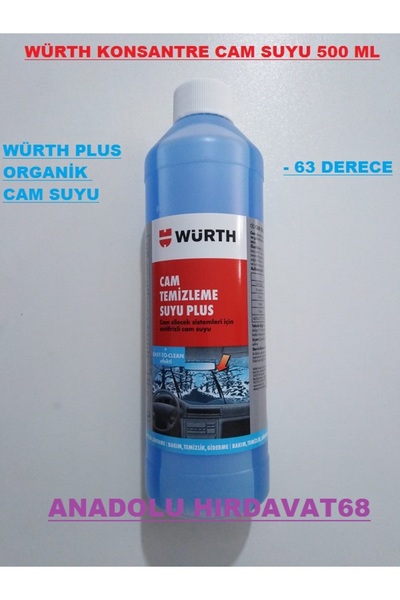 Würth -63 CAM SUYU ANTİFİRİZLİ KONSANTRE OTO CAM SUYU 500 ML