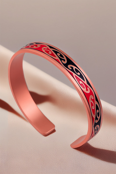 OSMANLI GÜMÜŞ Women's Copper Bracelet Ring Set - Carlotta Model Special Edition Metal Box and Quartz Stone