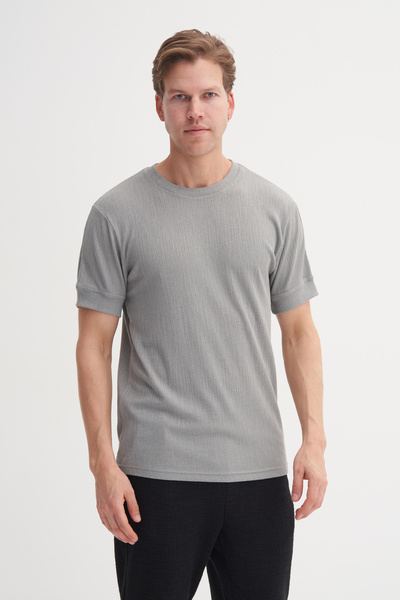 Cazador Crew Neck Regular Fit Knitted Patterned T-Shirt