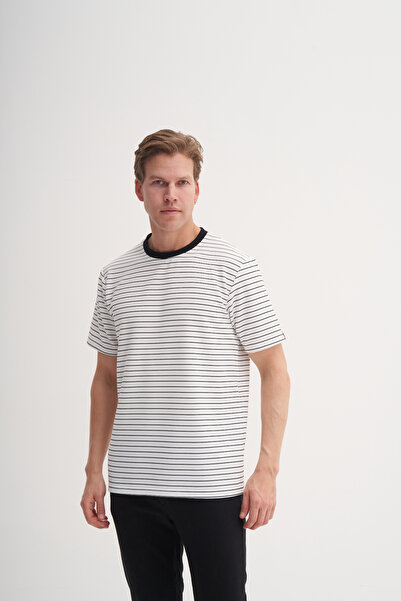 Cazador Πλεκτό ριγέ μπλουζάκι με κανονική εφαρμογή με λαιμόκοψη