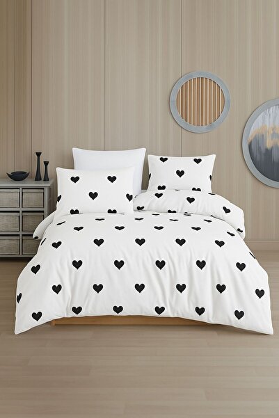 conzaliza Комплект постільної білизни для двомісного ліжка «Чорне серце» | Без простирадла