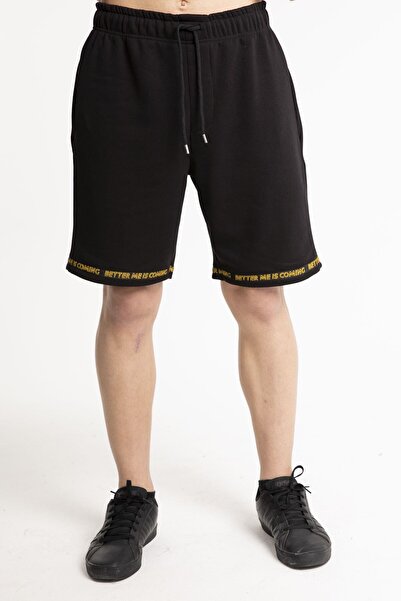 Mood Lab Ανδρικό σορτς με κανονική εφαρμογή μαύρο με δαντέλα με λεπτομέρειες