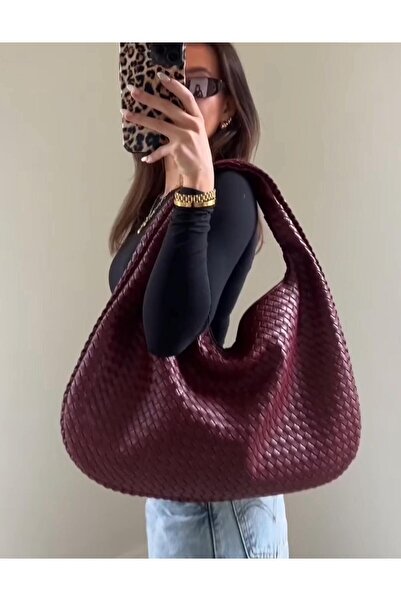 Die Fein Mercan Stores Örgü Detay Geniş Shopper Campané Retro El Ve Omuz Çantası