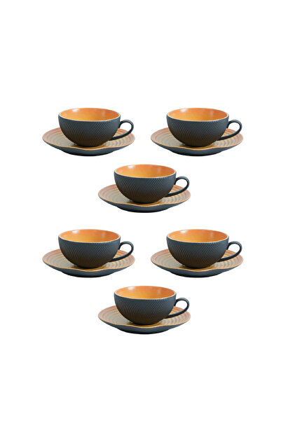 VAV GET طقم أكواب قهوة بورسلين إبداعي مكون من 12 قطعة (200 مل - 6.7 أونصة) وص...