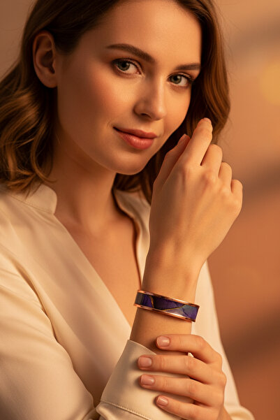 OSMANLI GÜMÜŞ Women's Copper Bracelet - Laura Model Special Edition Metal Box and Quartz Stone