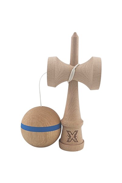 Bibilel Kids Kendama X Original Professional din lemn, 18 cm, dungi speciale, albastru