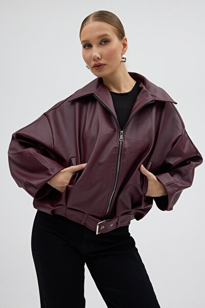 First Man Yeni Sezon P&B Oversize Bomber Deri Ceket