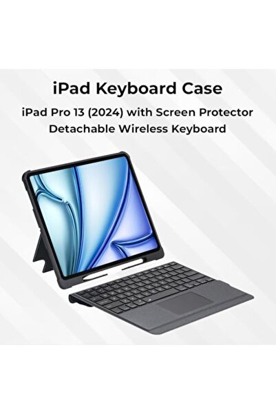 Glassology Ipad Pro 13" 2024 Keyboard Case And Screen Guard, Slim Cover, Detachable Wireless Keys, Pencil Slot.