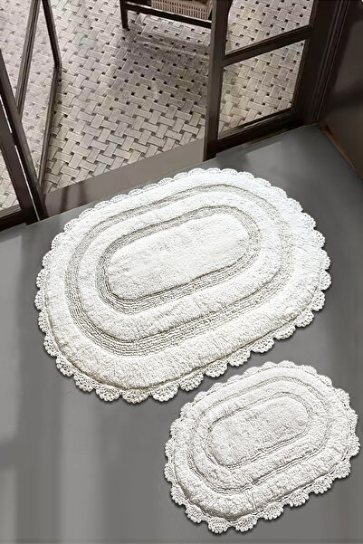 Chilai Home Regnum Ekru 100% Cotton Bath Rug Cotton 2-Piece Set Tpmk