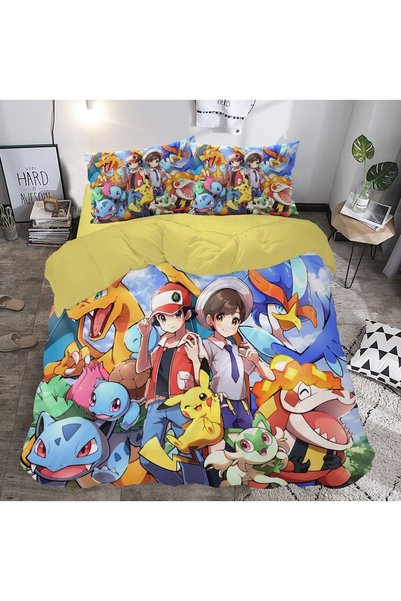 hediyechy GIFT DUVET COVER POKEMON printed double duvet cover set without sheets